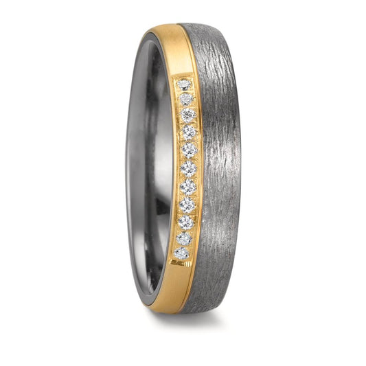 Wedding Ring Tantal 999, 14k Yellow Gold Diamond 0.11 ct, 11 Stones, w-si