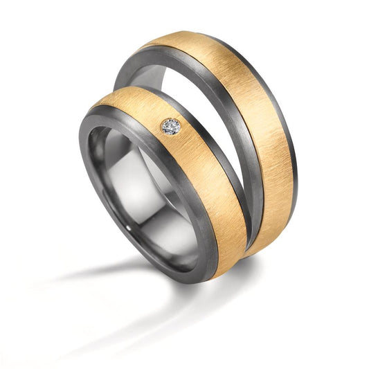 Wedding Ring Tantal 999, 14k Yellow Gold Diamond 0.03 ct, w-si
