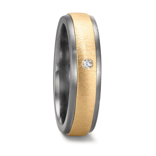 Wedding Ring Tantal 999, 14k Yellow Gold Diamond 0.03 ct, w-si