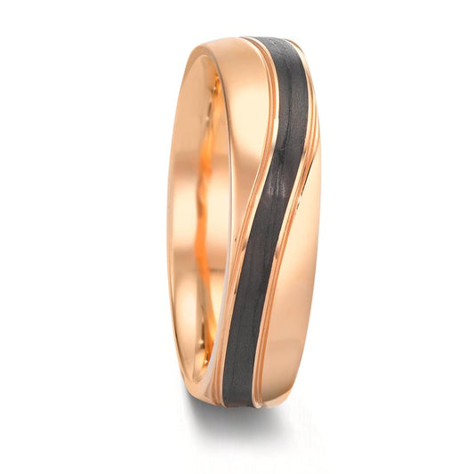 Wedding Ring 14k Rose Gold, Carbon