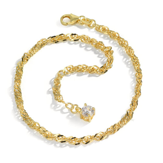 Anklet Silver Zirconia Yellow Gold plated 23-25 cm