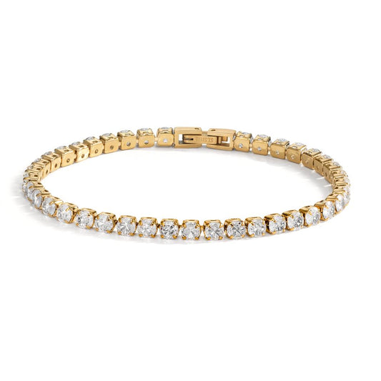 Bracelet Stainless steel Zirconia Yellow IP coated 19 cm