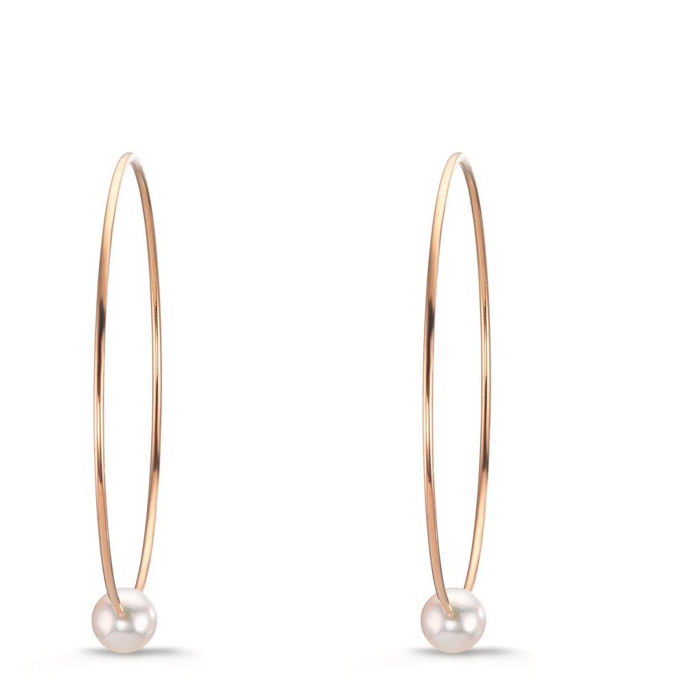 Hoop earrings 18k Red Gold Akoya pearls, 6 mm