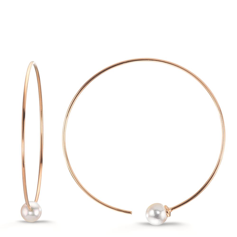 Hoop earrings 18k Red Gold Akoya pearls, 6 mm