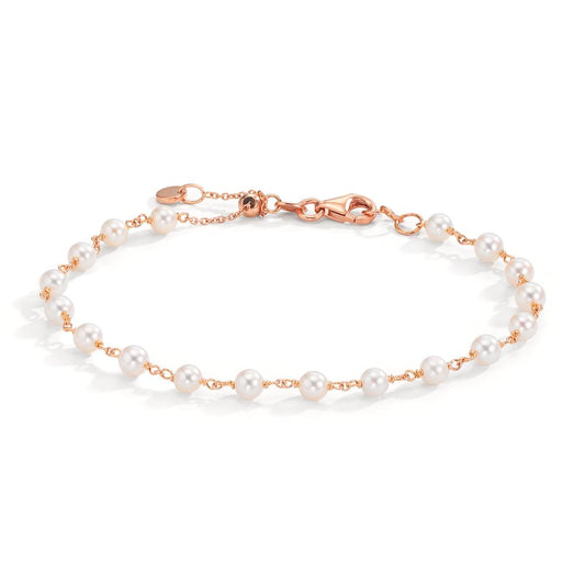 Bracelet 18k Red Gold Freshwater pearl, 18 Pearls, 3.5 mm 16.5-18.5 cm