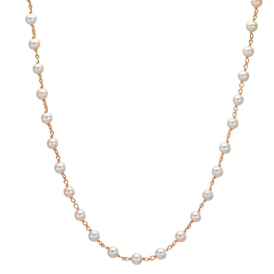 Necklace 18k Red Gold Freshwater pearl, 50 Pearls, 3.5 mm 41-42 cm