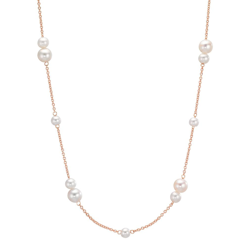Necklace 18k Red Gold Freshwater pearl, 52 Pearls 3-5 mm 90 cm