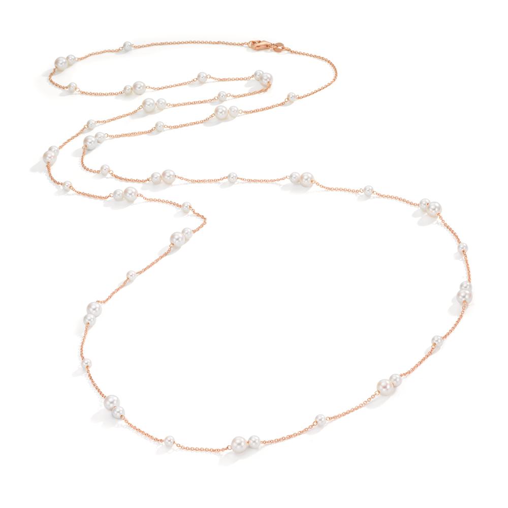Necklace 18k Red Gold Freshwater pearl, 52 Pearls 3-5 mm 90 cm