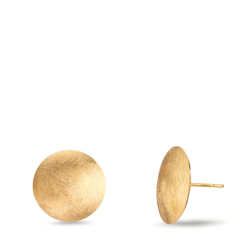 Stud earrings Silver Yellow Gold plated Ø14 mm