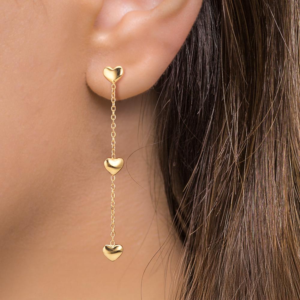 Drop Earrings Silver Yellow Gold plated Heart