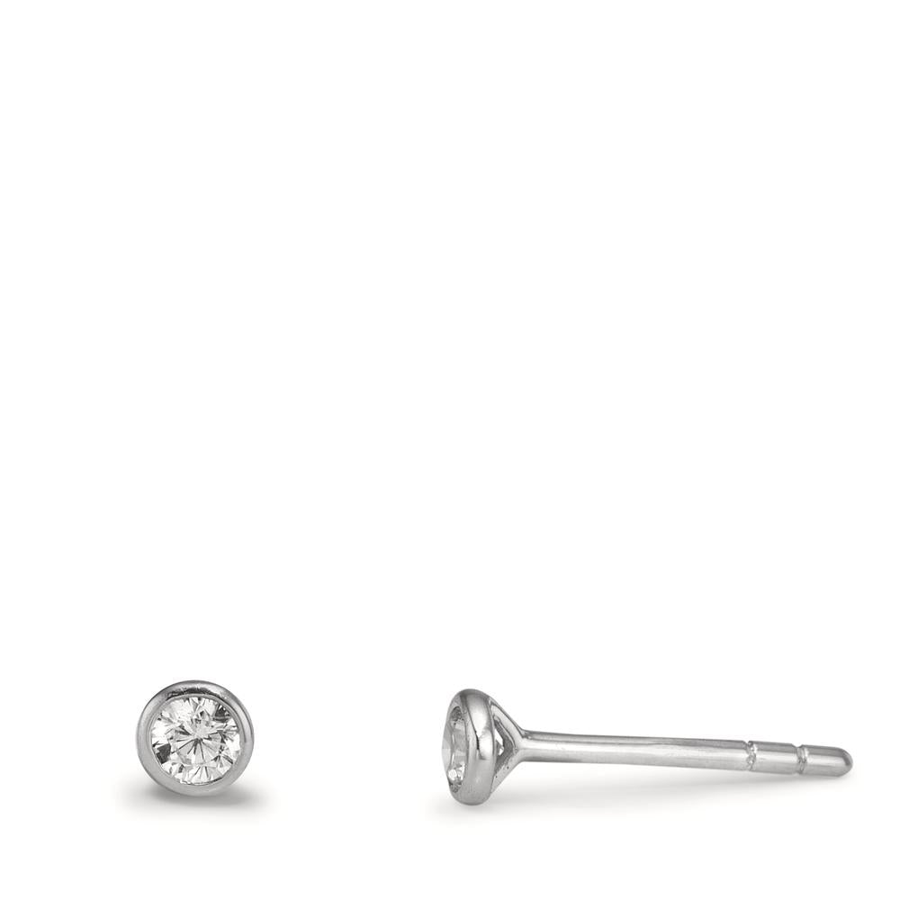 Stud earrings 9k White Gold Zirconia 2 Stones Ø3.2 mm