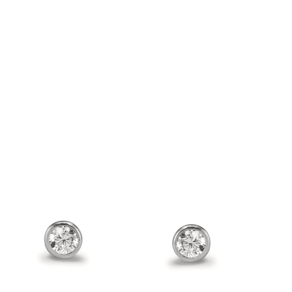 Stud earrings 9k White Gold Zirconia 2 Stones Ø3.2 mm