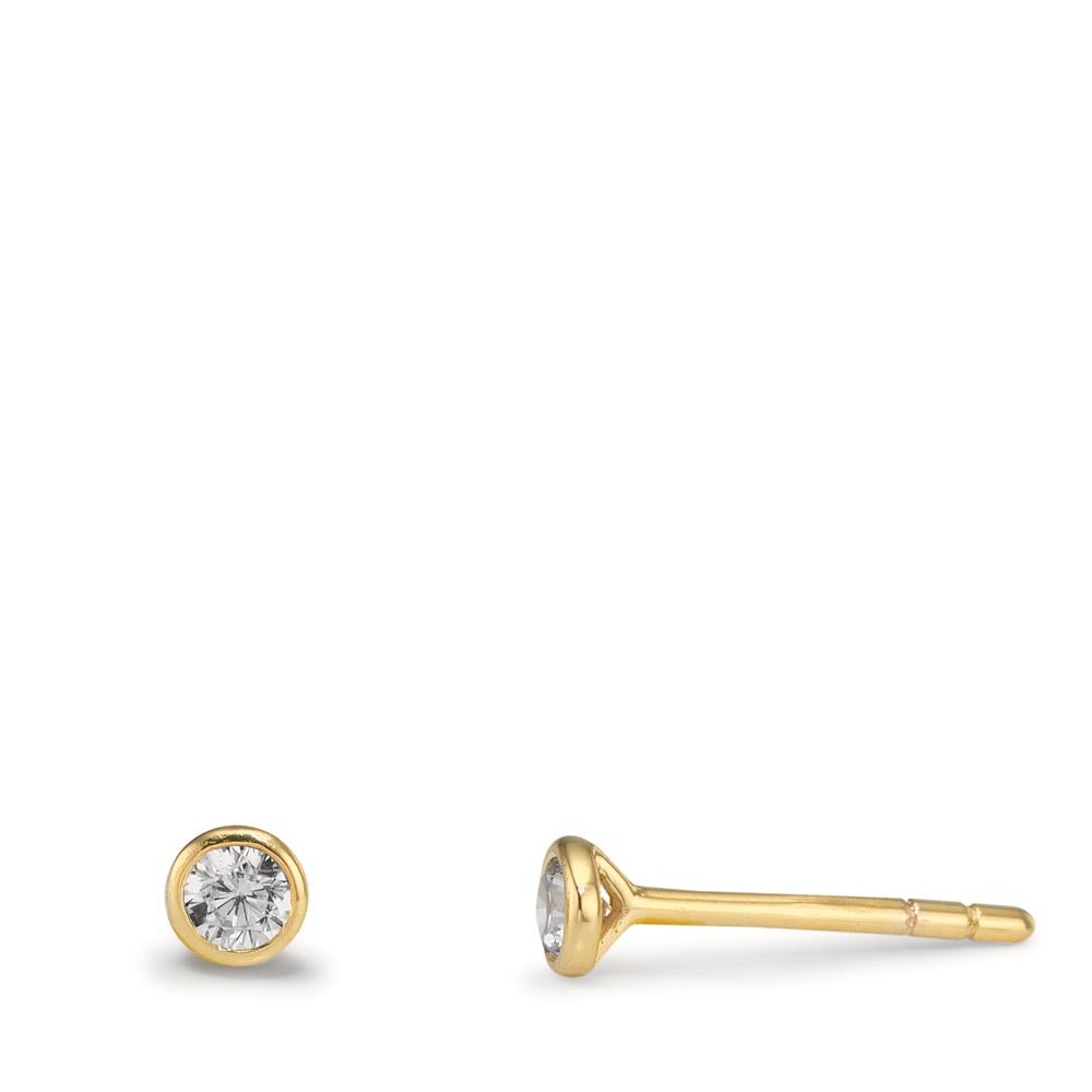 Stud earrings 9k Yellow Gold Zirconia 2 Stones Ø3.5 mm