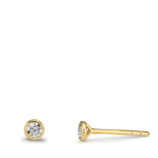 Stud earrings 9k Yellow Gold Zirconia 2 Stones Ø3.5 mm