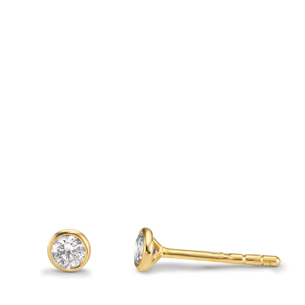 Stud earrings 9k Yellow Gold Zirconia 2 Stones Ø3.8 mm