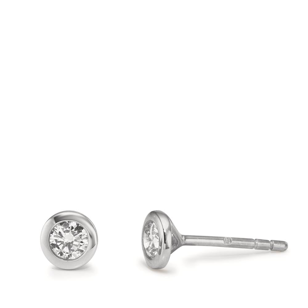 Stud earrings 9k White Gold Zirconia 2 Stones Ø5 mm