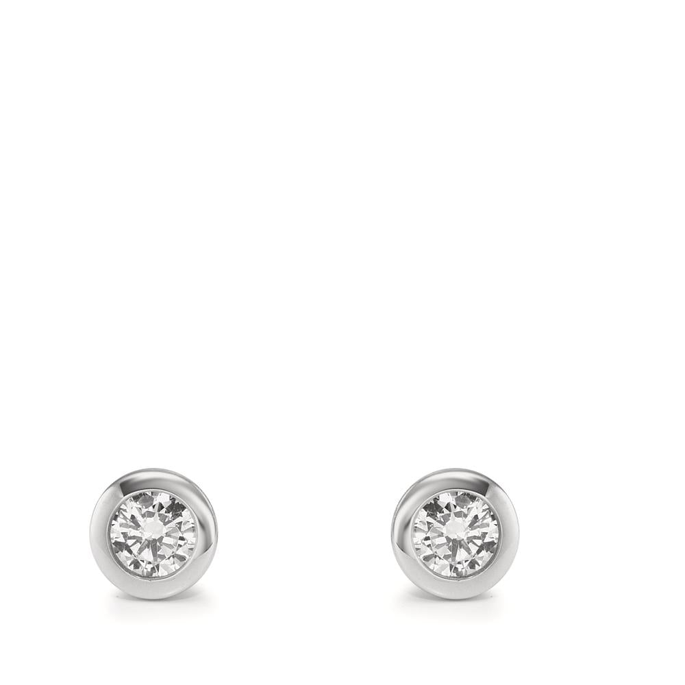 Stud earrings 9k White Gold Zirconia 2 Stones Ø5 mm