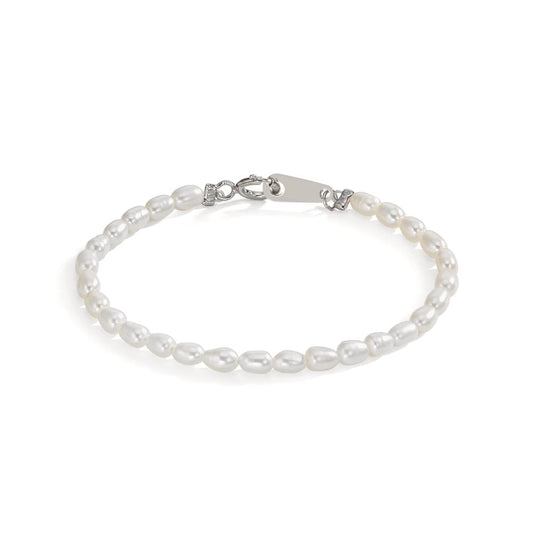 Bracelet Silver Rhodium plated Freshwater pearl, 2.5 mm 11.5 cm