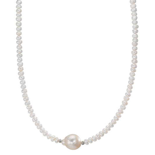 Necklace Stainless steel Freshwater pearl, 4 mm 43 cm