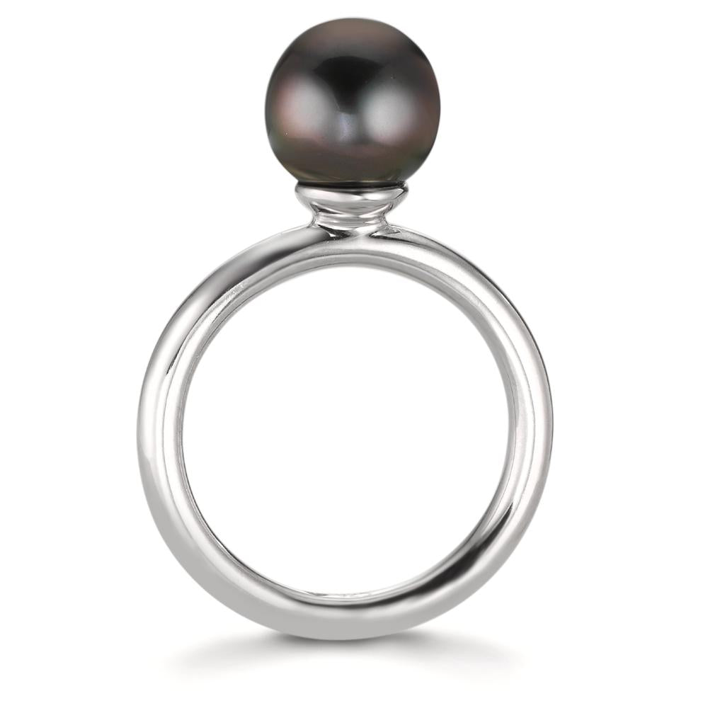 Ring Silver Rhodium plated Tahitian pearl 8-9 mm
