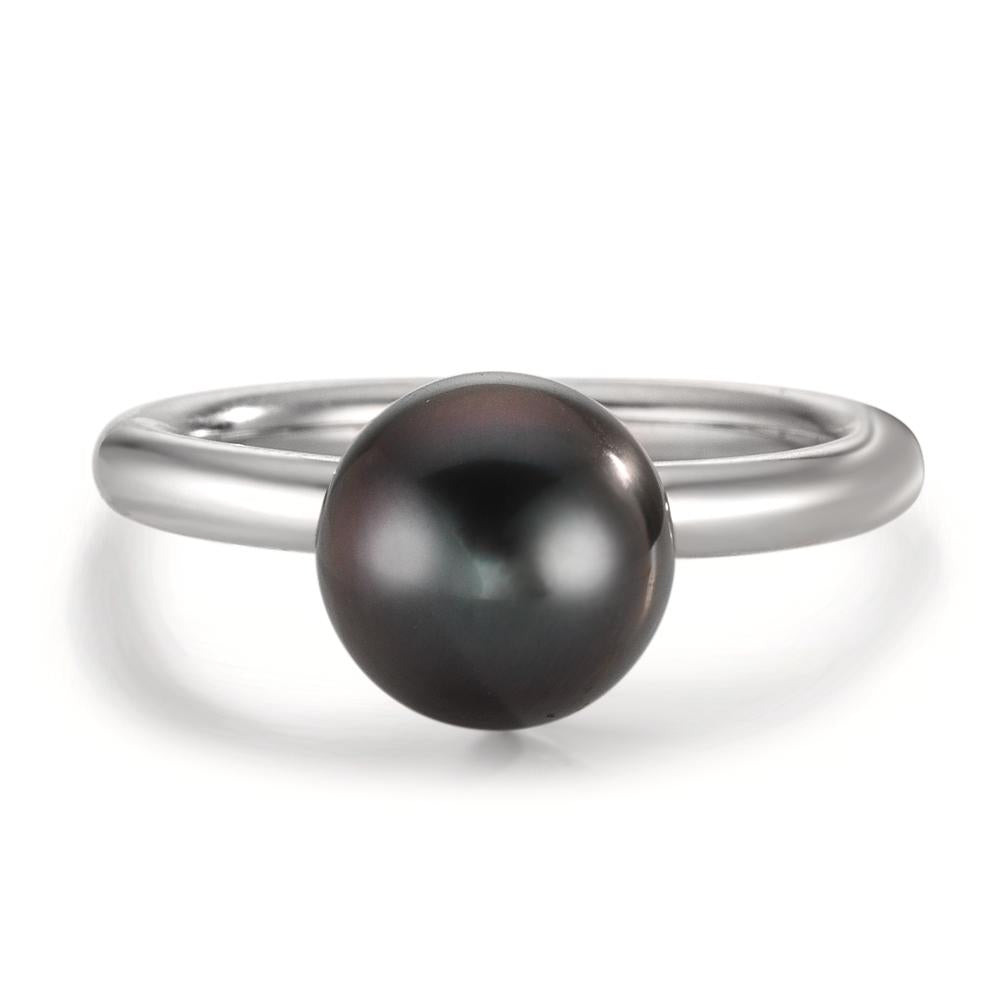 Ring Silver Rhodium plated Tahitian pearl 8-9 mm