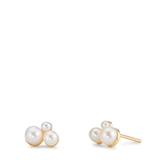 Stud earrings 9k Yellow Gold Freshwater pearl, 6 Pearls 2-4 mm