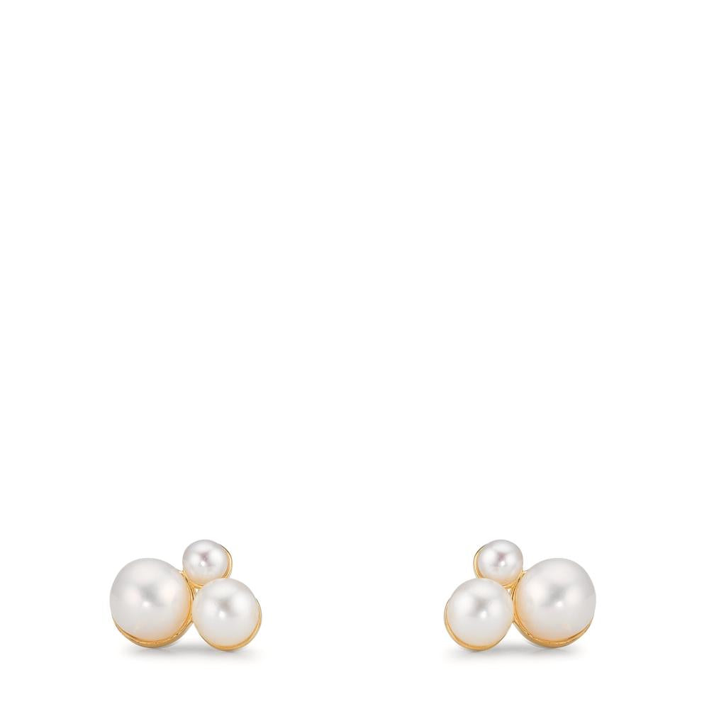 Stud earrings 9k Yellow Gold Freshwater pearl, 6 Pearls 2-4 mm