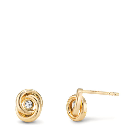 Stud earrings 9k Yellow Gold Zirconia 2 Stones Ø7 mm