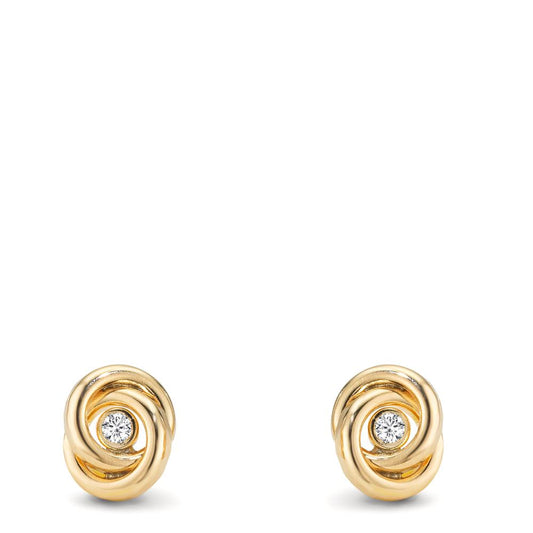 Stud earrings 9k Yellow Gold Zirconia 2 Stones Ø7 mm