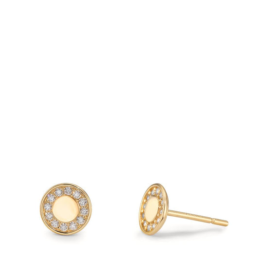 Stud earrings 9k Yellow Gold Zirconia Ø6 mm
