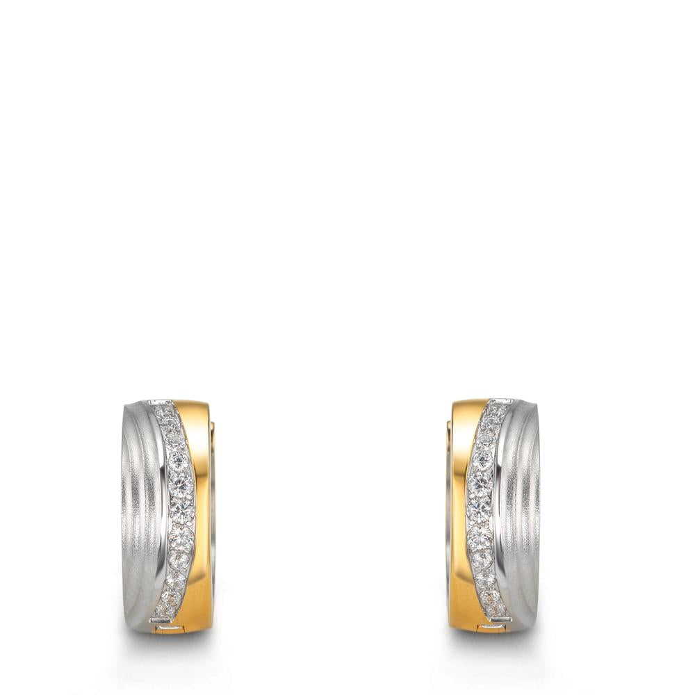 Hinged hoop Stainless steel Zirconia White, 24 Stones Bicolor IP coated