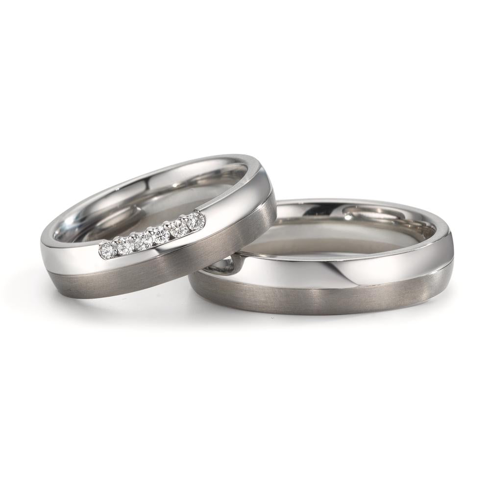 Wedding Ring Stainless steel, Titanium Diamond 0.09 ct, 5 Stones, w-si