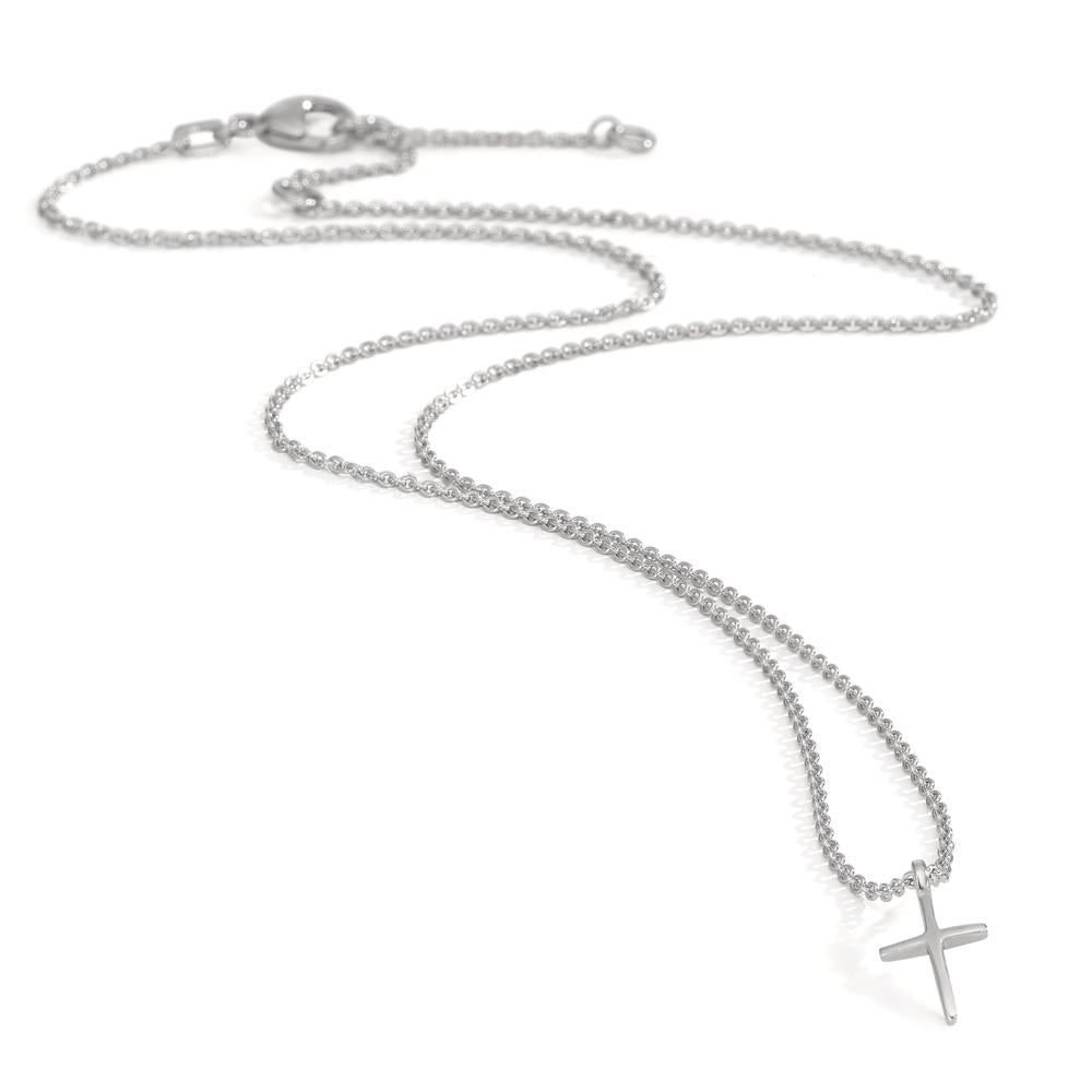 Necklace Silver Rhodium plated Cross 38-42 cm