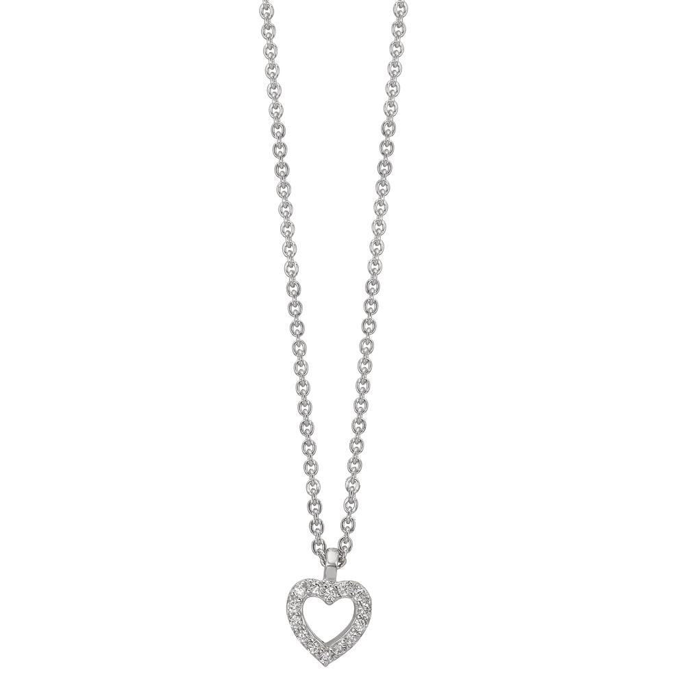 Necklace Silver Zirconia 16 Stones Rhodium plated Heart 38-42 cm