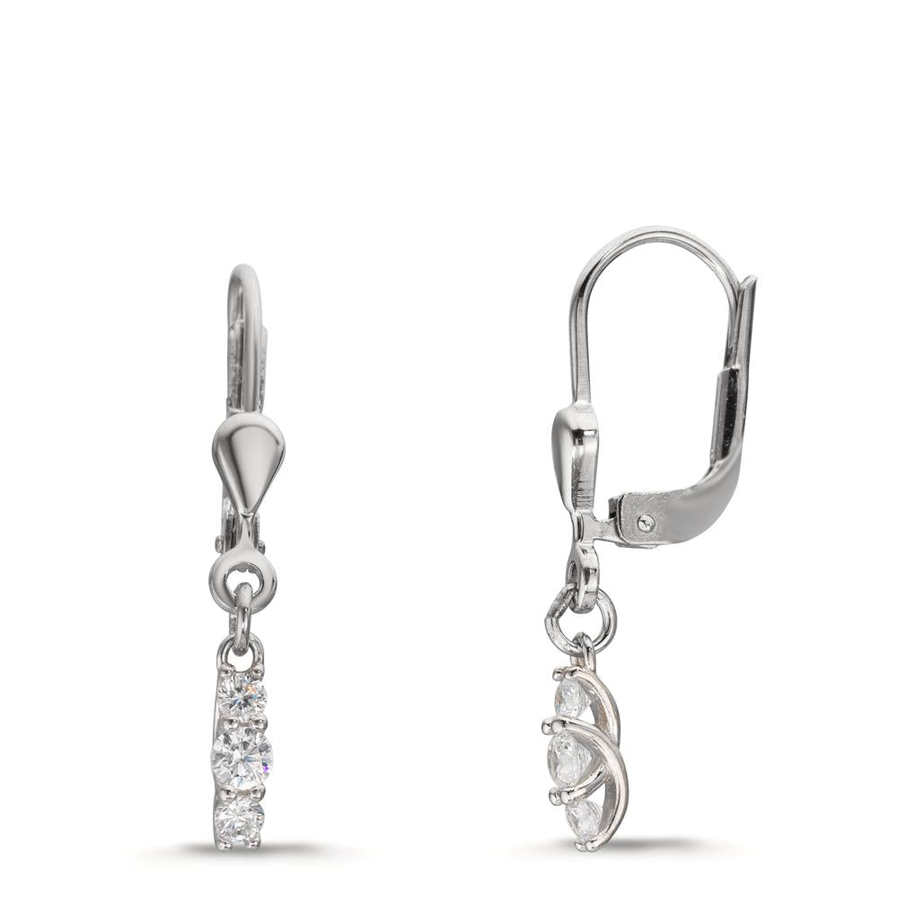 Drop Earrings Silver Zirconia 6 Stones Rhodium plated