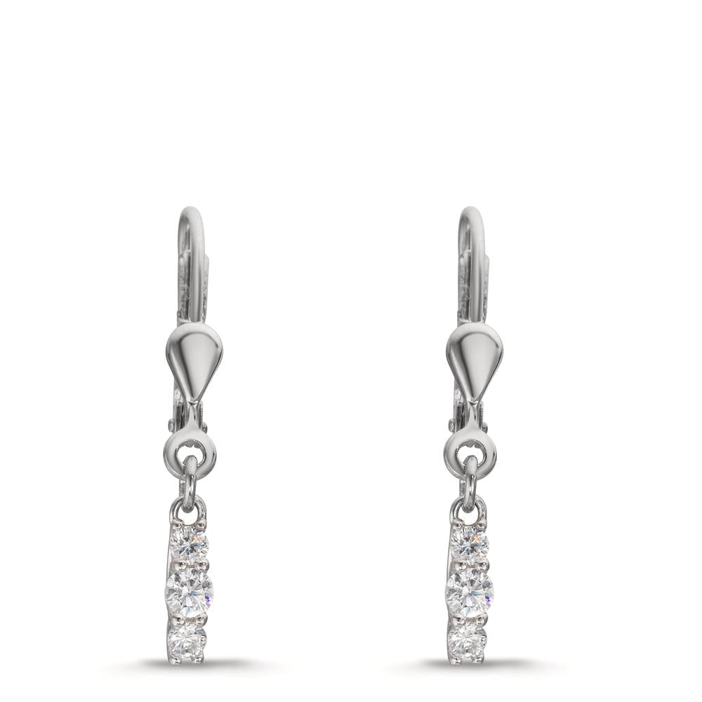 Drop Earrings Silver Zirconia 6 Stones Rhodium plated