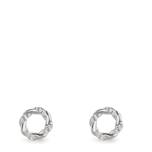 Stud earrings Silver Zirconia 16 Stones Rhodium plated Ø6.5 mm