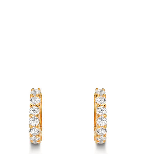 Hinged hoop Silver Zirconia 16 Stones Yellow Gold plated
