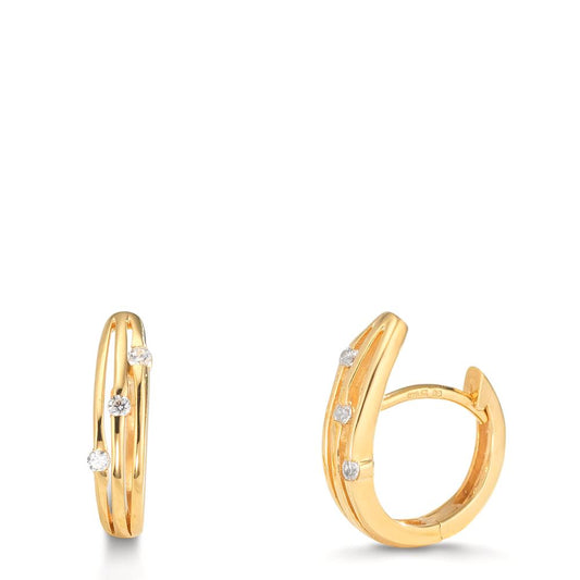 Hinged hoop Silver Zirconia 6 Stones Yellow Gold plated
