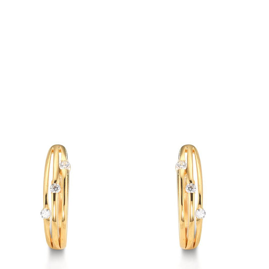 Hinged hoop Silver Zirconia 6 Stones Yellow Gold plated