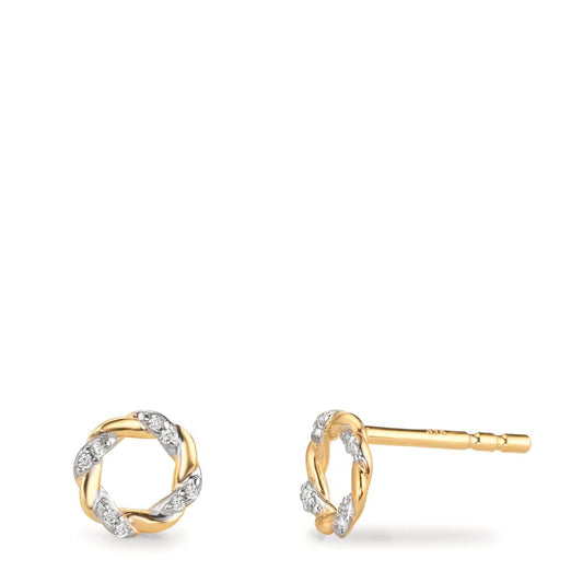 Stud earrings 9k Yellow Gold Zirconia 16 Stones Ø6.5 mm