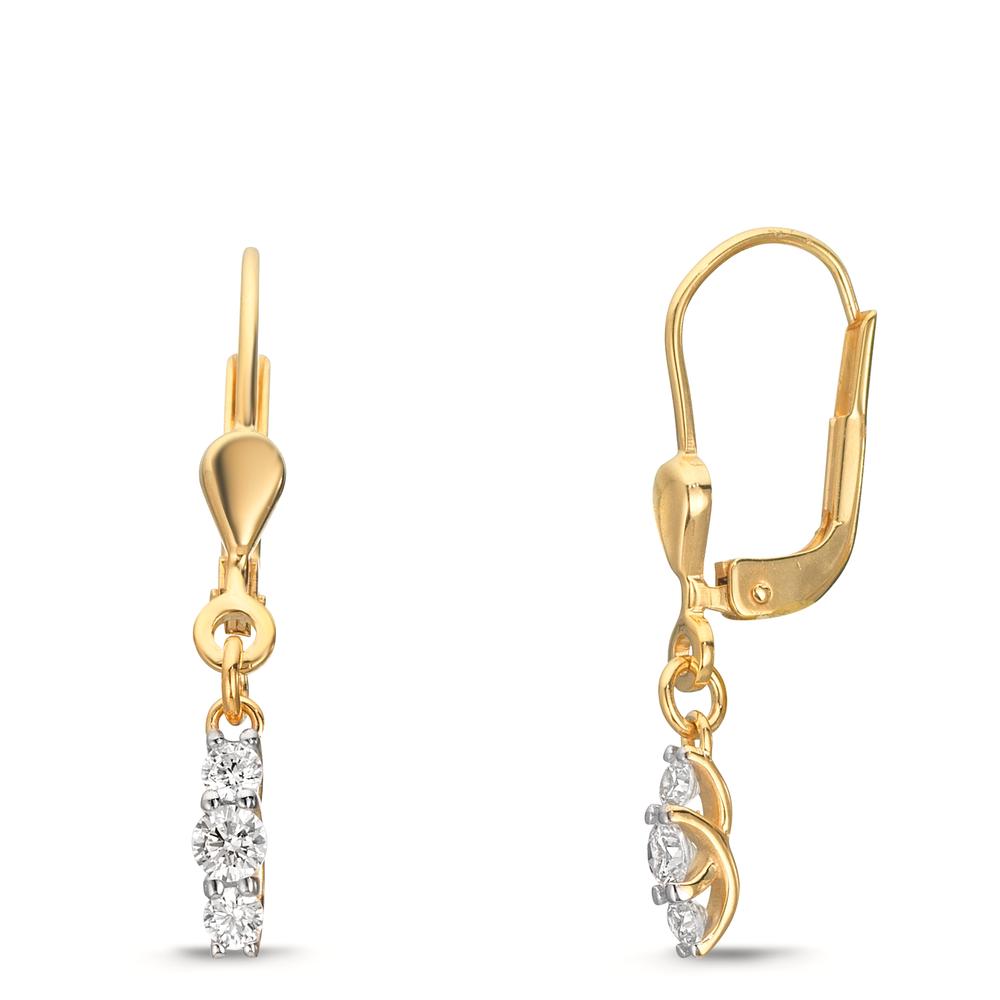 Drop Earrings 9k Yellow Gold Zirconia 6 Stones