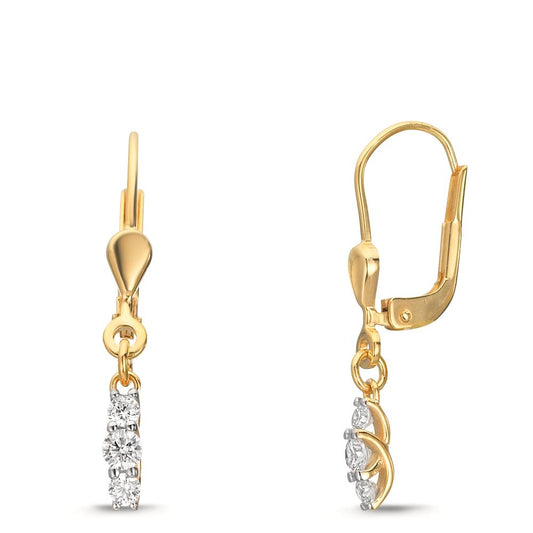 Drop Earrings 9k Yellow Gold Zirconia 6 Stones