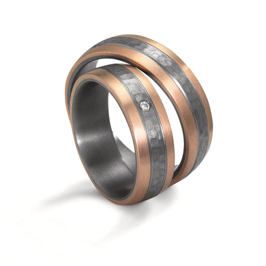 Wedding Ring Tantal 999, 14k Rose Gold Diamond 0.02 ct, w-si