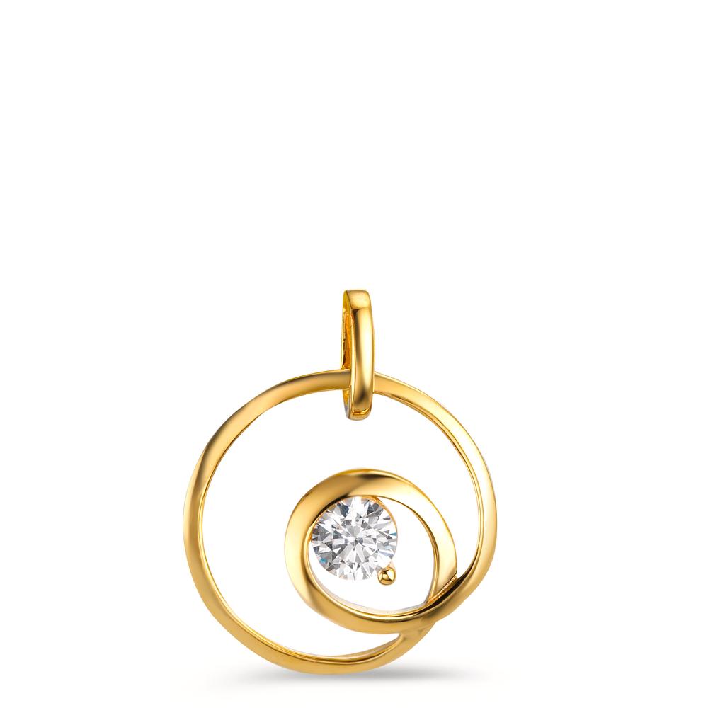 Pendant Silver Zirconia Gold plated Ø14.5 mm