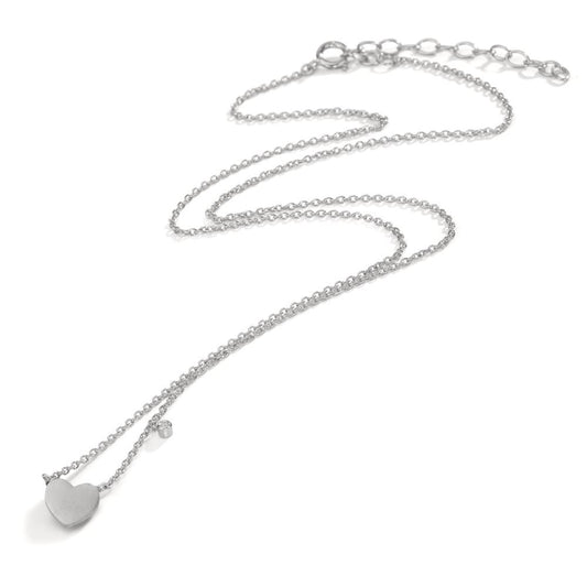 Necklace Silver Zirconia White Heart 42-47 cm