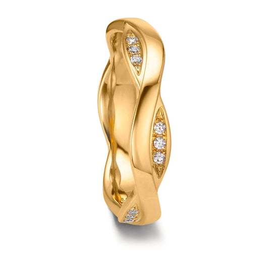 Wedding Ring 18k Yellow Gold Diamond 0.09 ct, 18 Stones, tw-vsi