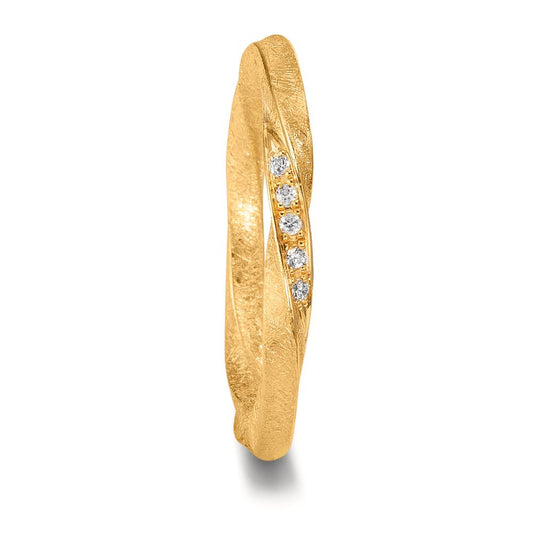 Wedding Ring 18k Yellow Gold Diamond 0.075 ct, 15 Stones, tw-vsi