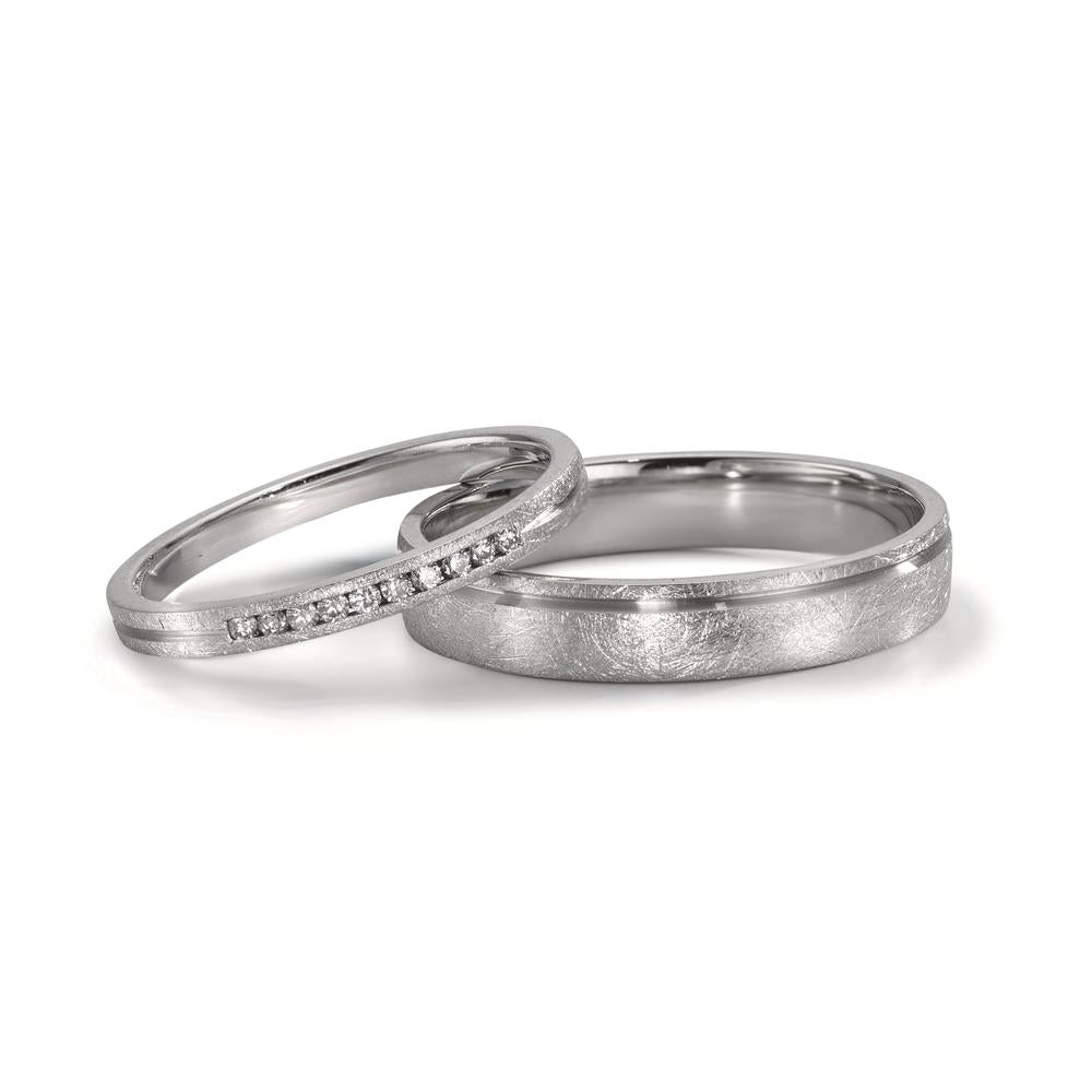 Wedding Ring Platinum 950 Diamond 0.075 ct, 10 Stones, w-si