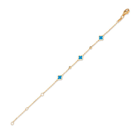 Bracelet 9k Yellow Gold Lacquered Flower 12-16 cm